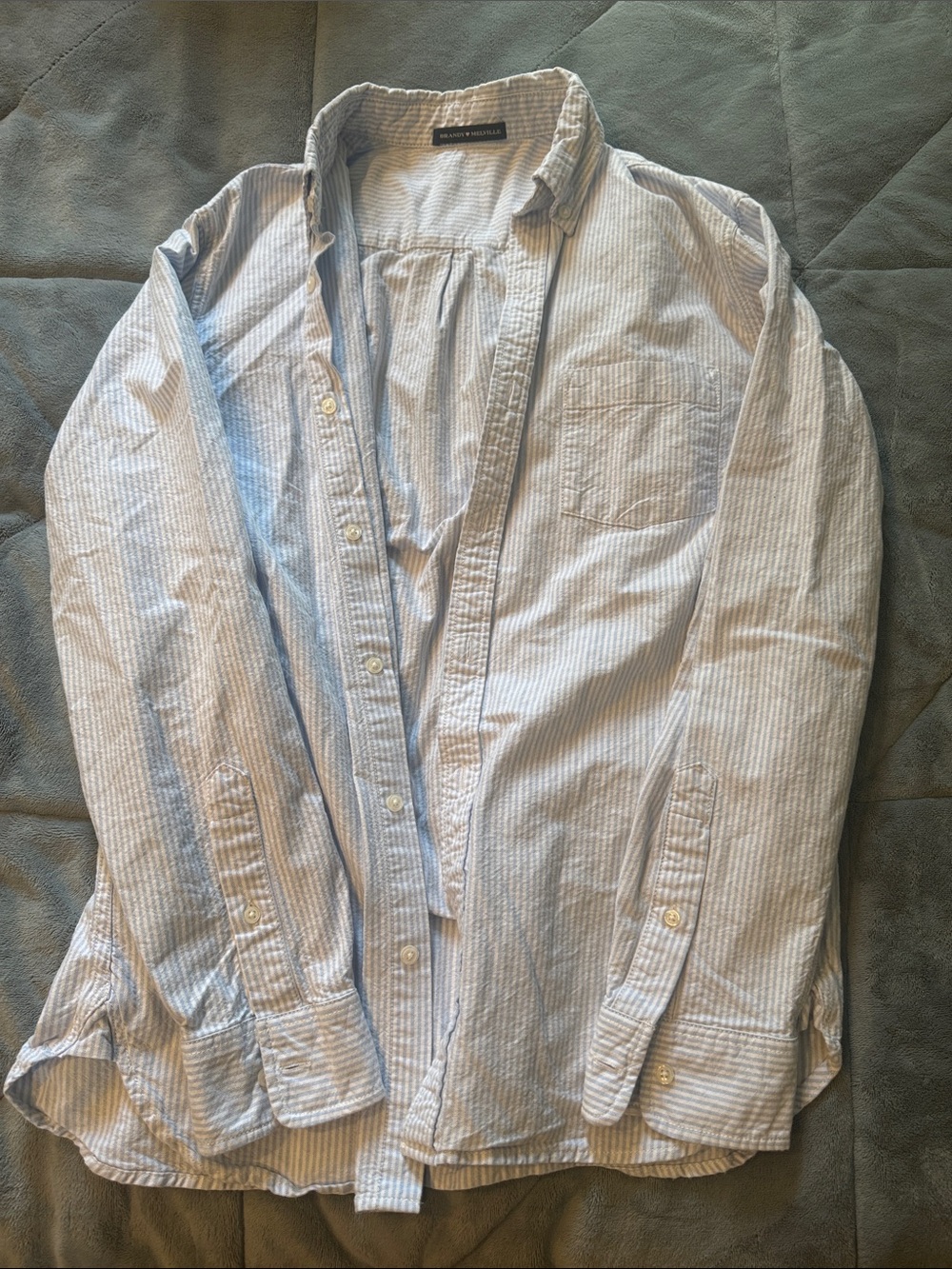 Brandy Melville Light Blue & White Striped Lightweight Long sleeve